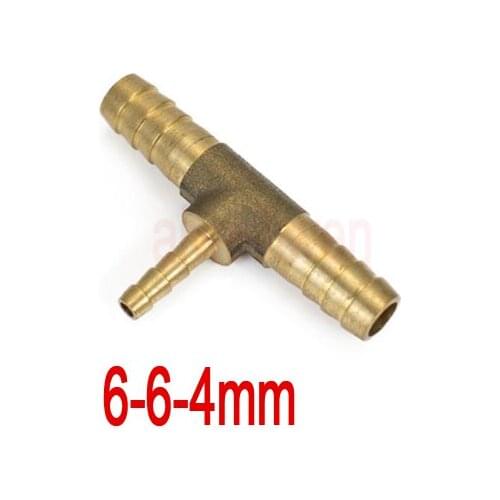 4mm to 6mm x 6mm Brass reducing Barb fitting coupling tee joint reduce nipple three way hose coupler different diameter