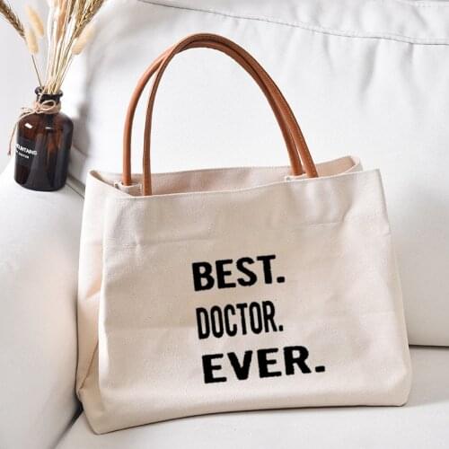 Best Doctor Gift tote Work Bag Women Lady Personalized Funny Printed Canvas Book Bag Handbag Shopper Beach Bag Dropshipping