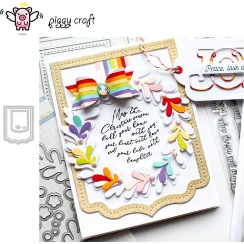 Piggy Craft metal cutting dies cut die mold Label banner frame Scrapbook paper craft knife mould blade punch stencils dies