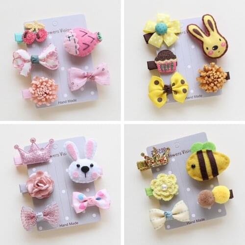 Cute Pet Grooming Bows 5pcs/set Dog Hair Clips For Puppies Small Animals Teddy Poodle Cat Pink Hair Accessories Supplies
