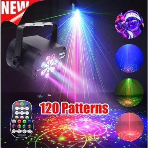 Mini Laser Projector Light 120 Patterns USB Charging Christmas Starry Sky Projection Light DJ Dance Disco UV Stage Party Lamp