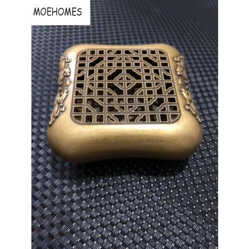 MOEHOMES Chinese old antique copper Hollow out small-scale desktop incense burner home decoration metal crafts
