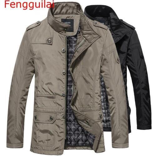 Fengguilai 2019 Winter Men Jackets And Coats Leisure Windproof Thick Warm Jacket Mens Long Trench Coat Parka Clothing