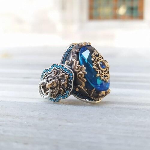Aqua Blue Stone New Design Sterling Silver Men 'S Ring