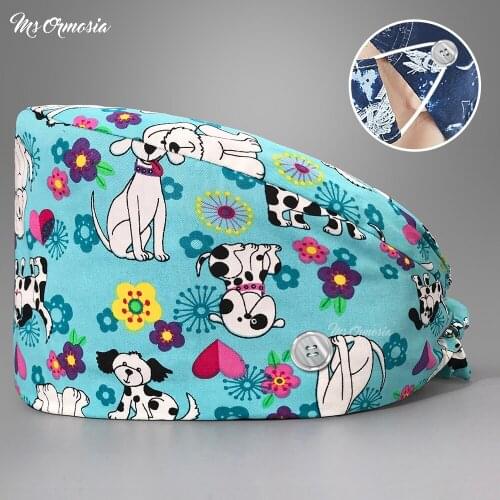 New surgery hat womens Cotton scrubs caps weat-absorbent unisex Section pet grooming nursing work hats lab scrub Beautician hat