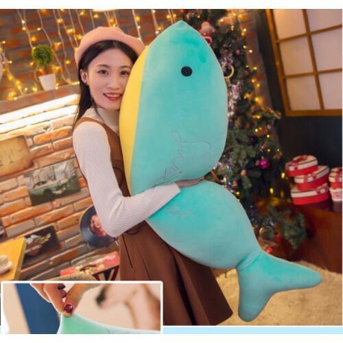 New style huge 110cm cartoon fish whale plush toy down cotton soft doll zipper closure hugging pillow Christmas gift b2922