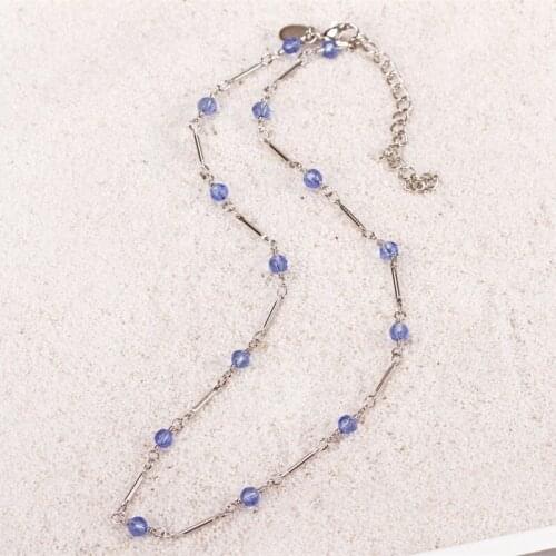 Punk Girl Fresh womens clothing accessories silver blue bead autume short choker summer chain necklace my orders
