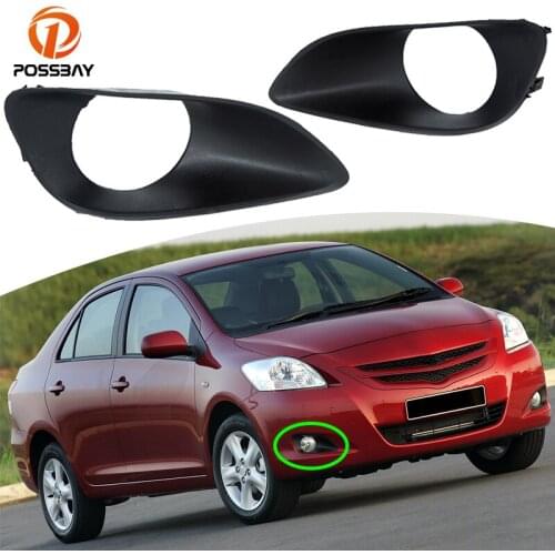 POSSPAY Car Front Left Right Fog Lights Cover ABS Plastic Bezel for Toyota Yaris 4 Door Sedan 2006 2007 2008 Auto Exterior Parts