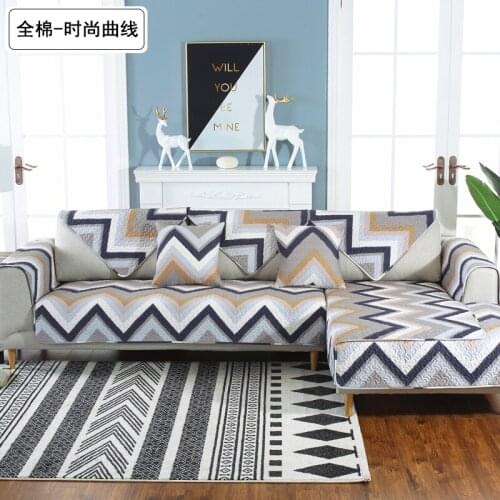 100%Cotton Sofa cushion four seasons universal Nordic cotton fabric back towel slippery cushion full cover Suitable for any sofa