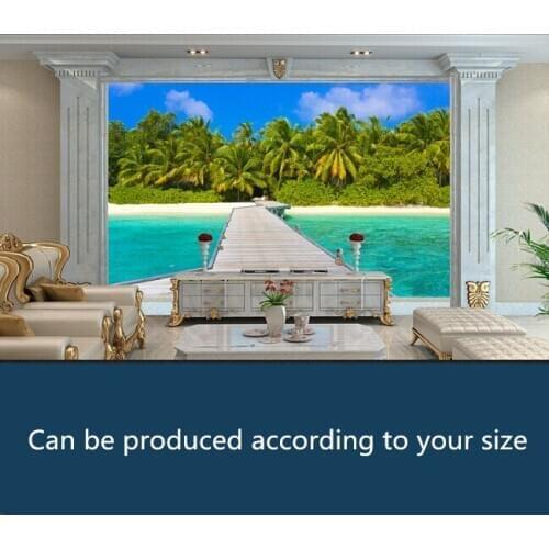 Custom landscape wallpaper murals, sea coconut trees for the living room bedroom TV background wall waterproof wallpaper
