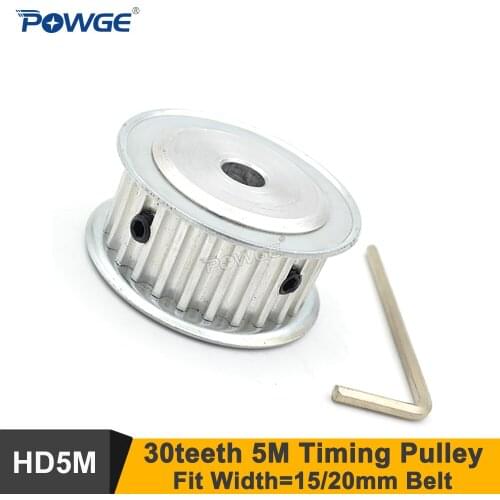 POWGE 30 Teeth 5M Synchronous Pulley Bore 5-25mm Fit W=15/20/25mm 30T 30Teeth HTD 5M Timing Belt Pulley 30-5M AF