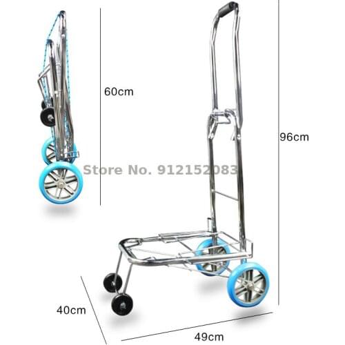 Folding Small Pull Rider Trailer Portable Luggage Trolley Trolley Cart Four-wheel Cart Grocery Shopping Cart Elderly Shopping
