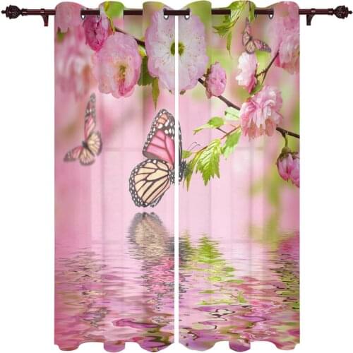Modern Curtains Butterfly Water Wave Flower Baby Room Bedroom Creative Curtains Kitchen Living Room Terrace Valance Curtains