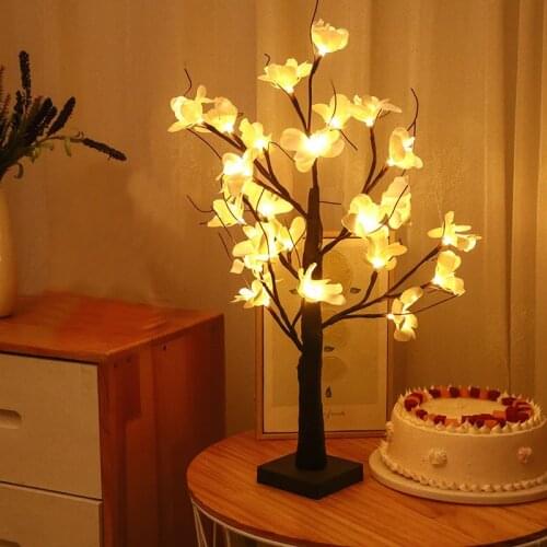 60cmLED Wooden Flower Tree Light Room Bedroom Light Christmas New Years Day Decoration Tree Light Desktop Decoration Tree Light
