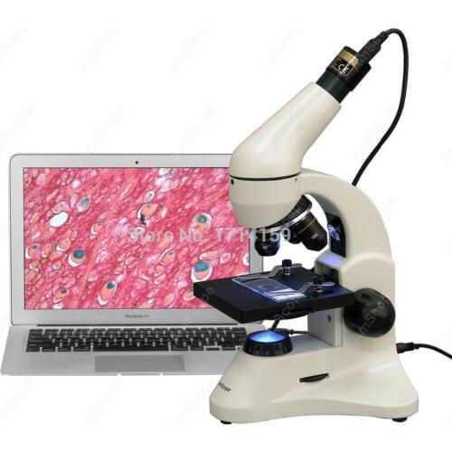 Student/School-AmScope Supplies 40X-1000X Dual Light Glass Lens Metal Framework Science Microscope + 5MP Camera M120C-2L-PB10-E5