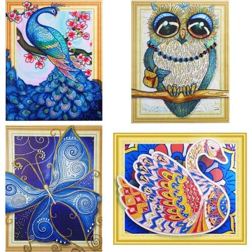 Vivid Peacock Owlet Swan Butterfly 5D Diamond Painting Cross Stitch Diy Diamond Embroidery Handwork Wall Art For Home Decoration