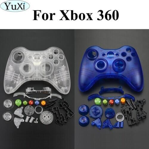 YuXi Replacement Part Clear Blue Wireless Controller Shell Case Bumper Analog sticks Buttons Game for Xbox 360