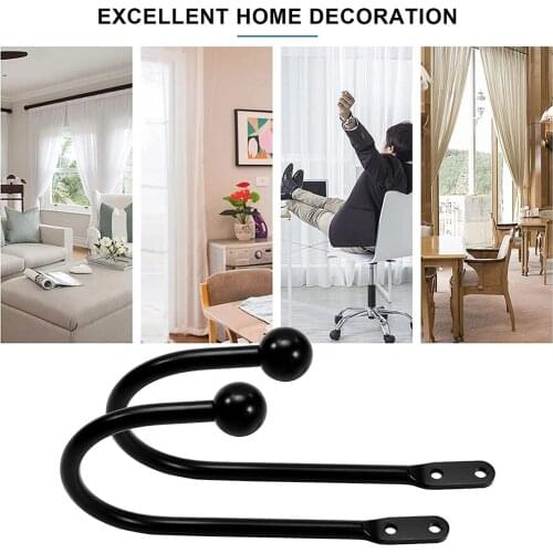 Curtain Holdback, 2Pcs Wall Mounted Drapery Tiebacks with Screws, Heavy Duty Metal Decorative Window Drapery Holder Curtain Hook