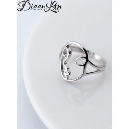 New Trendy Personality Punk Human Face Rings For Women Lady Resizable Size Rings Party Jewelry Charm Gifts 2021