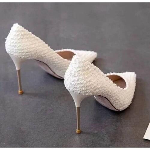 High Heels Stiletto Womens 2021 Spring and Autumn New All-match French Girl Shallow Mouth Pointed Toe Net Red Womens Shoes 34