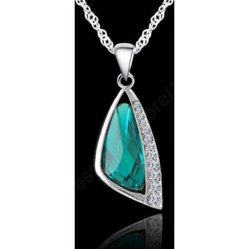 High Quality Women Crystal Necklace 925 Sterling Silver Austrain Crystal Pendant Jewelry Necklace 18' Silver Chain
