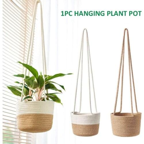 1PC Newest Hanging Plant Flower Pot Cotton Rope Woven Basket Indoor Plant Holder Home Decoration Supplies