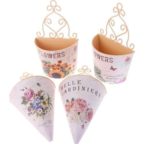 1Pcs Plastic Wall Hanging Flower Vase Pot Wall Flower Basket Rural Garden Home Decoration Home Decor Flower Basket