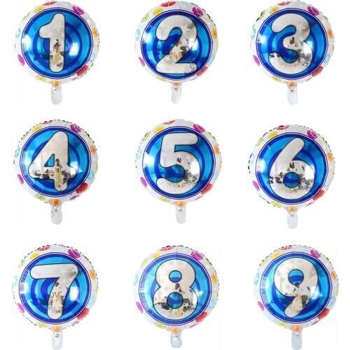10pcs 18inch Foil Helium Balloons Happy Birthday Number Balloon Wedding Birthday Party Decoration Baby Shower Figures Air Globos