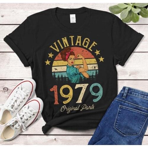 1979 Vintage T-shirt established 42 anniversary gift is 100% cotton plus large size womens short sleeve shirt girl aesthetic
