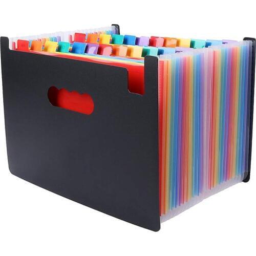 24 Pockets Expanding File Folder Large Space Design A4 Filing Folders Box File Business Home Office Document Accordion File Stor