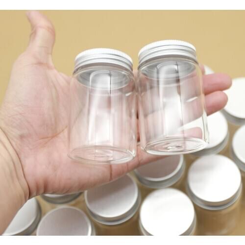 24pcs/lot 47*70mm 80ml small Glass vial Bottle jars Silver Screw Cap mini Jars DIY Craft Transparent jars empty bottles