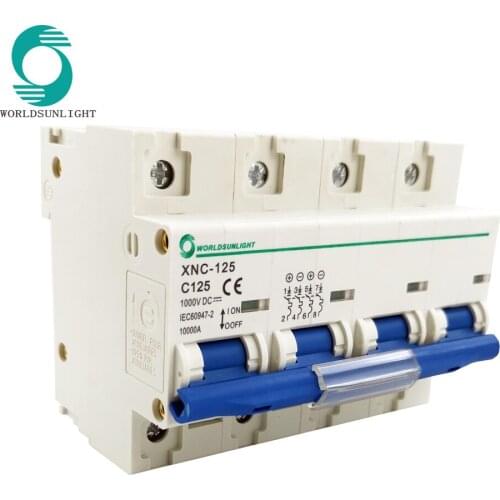 30 pcs per lot XNC-125C125 Solar PV system 1000V DC C125 125amp on off polar mcb mini circuit breaker/ mcb 4pole