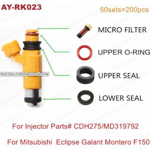 50Sets/200Pcs Fuel Injector Repair Service Kits For Parts CDH275/MD319792 For Mitsubishi Eclipse Galant Montero For AY-RK023