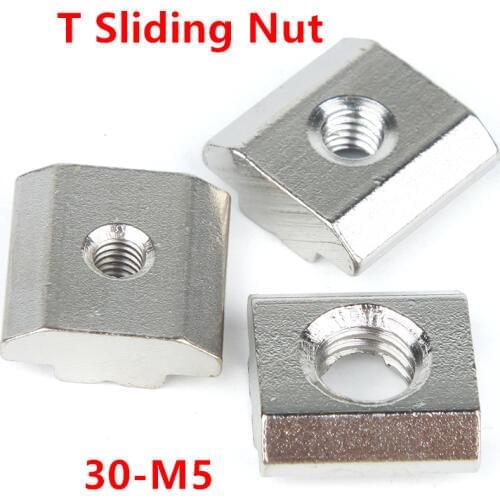 50pcs M5 T Sliding Nut 30-M5 Hammer Head Square Block Nuts for 3030 series Aluminum Profile Accessories
