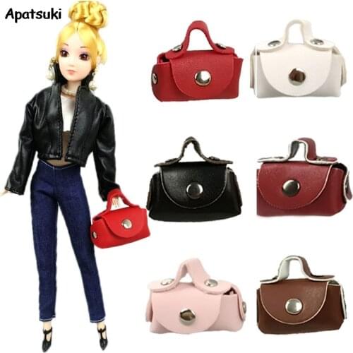 1/6 Doll Accessories For Barbie Doll Handbag Lady Leather Bags Purse Accessories for Barbie Dollhouse Girl Gift Kids Toy 1PCS