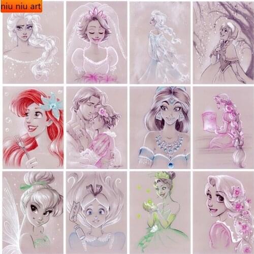 Disney 5D Diy Full Circle Diamond Painting Cartoon Princess Diamond Embroidery Cross Stitch Set Art Hobby Gift Home Decoration