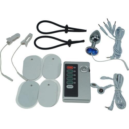 Multi electric shock anal plug electro stimulation nipple clamp cock ring vaginal massager medical themed adult sex toys product