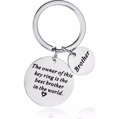 The Owner Of This Key Ring Is The Best Brother In The World Heart Keychain Stainless Steel Keyring Family Friend Key Chain Gifts