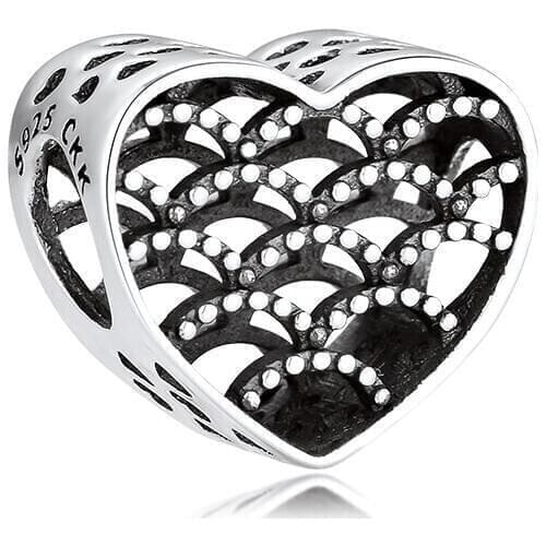 BEADS for Jewelry Making BraceletS Openwork Heart cHarMs 100% 925 OrigiNal Sterling Silver Jewerly Free Shipping