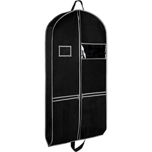 1PC Nonwoven Fabric Suit Cover Formal Dress Storage Zip Bag Portable Dust-Proof Hanging Pouch (60x110x10cm)