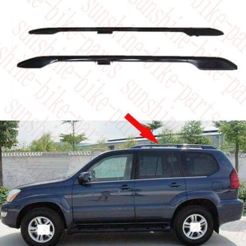 Fit For Lexus GX470 UZJ120 2003-2009 Car Black Roof Rack Side Rails Bars Trim 2pcs