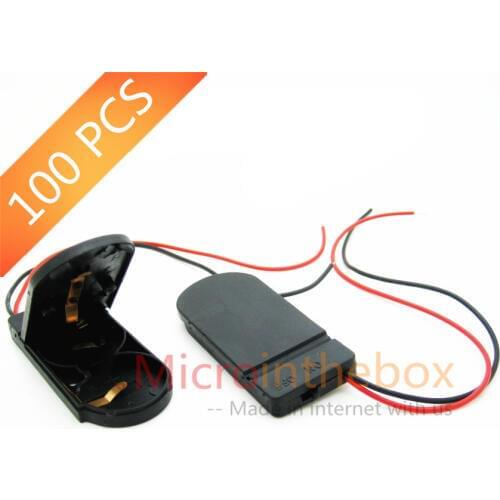 Battery holder 100PCS/LOT Double CR2032 battery case with 2 2032 button battery flip with switch