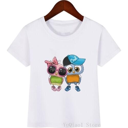 Lovely cool owls/giraffes/pandas animal print children funny t shirts brother sister outfit boy girl clothes friends tshirt