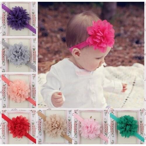 High Quality Infant Girls Chiffon Flower Headband Elastic Hair Bands Baby Accessories Cute Princess Headwear Kids Birthday Gift