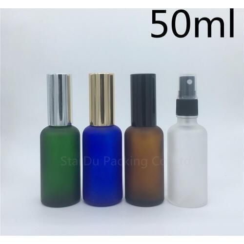 Travel Bottle 50ml Amber Blue Green Transparent Frosted Glass Bottle With sprayer, 50cc Perfume Bottle Spray Bottles