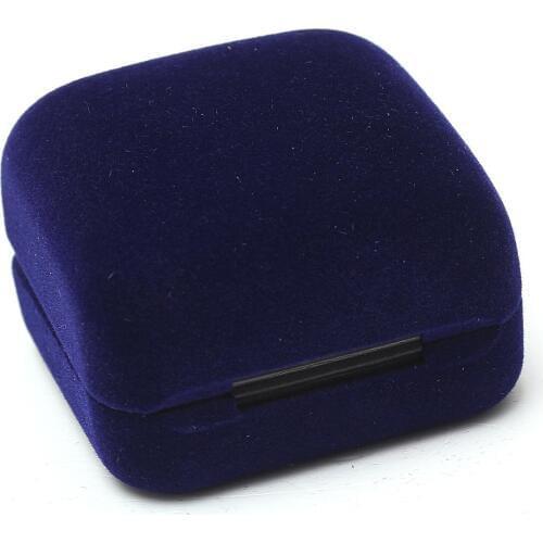 1 Jewel case box blue gift rings earrings jewelry velvet display