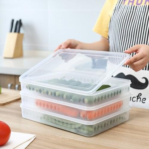 Refrigerator Food Storage Box Square Plastic Single-layer Sealed Box Large Transparent Classification Storage Box