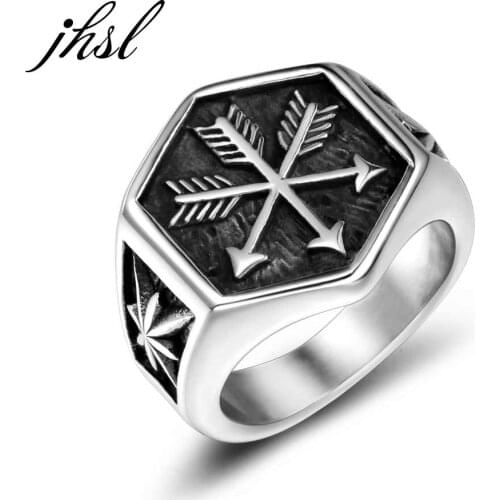 JHSL Novelty Punk Men Statement Rings Silver Color Stainless Steel Fashion Jewelry Gift Wholesale US Size 7 8 9 10 11