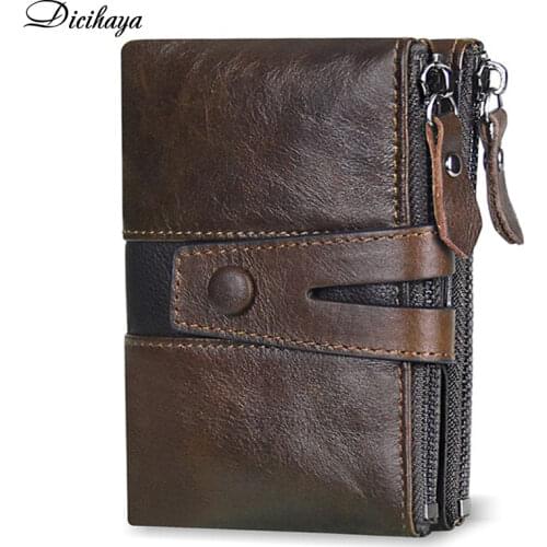 DICIHAYA Genuine Leather Men Short Wallet Male Coin Purse PORTFOLIO Male Portomonee Money Bag Quality Designer Small Card Holder
