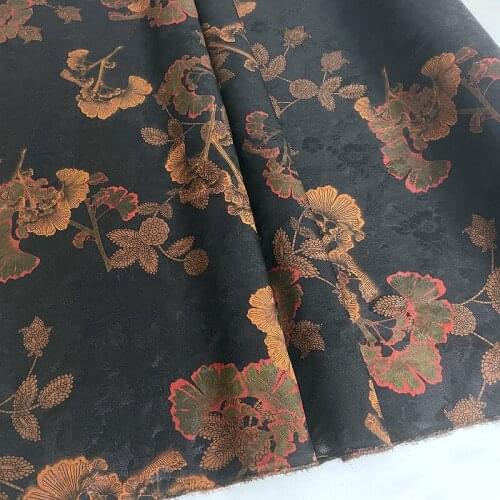Lace translucent heavy silk dress cheongsam fabric jacquard flower Luo Xiangyun yarn ginkgo leaf dance